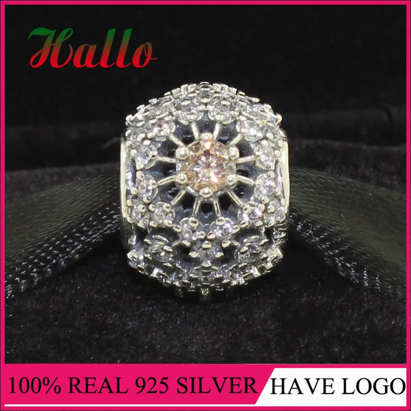 Golden CZ Charm Beads for Bracelets DIY Jewelry Making