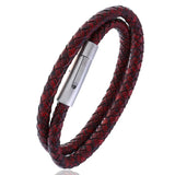 Men's Titanium Steel 2 Circle Leather Bracelet