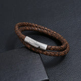 Men's Titanium Steel 2 Circle Leather Bracelet