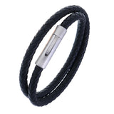 Men's Titanium Steel 2 Circle Leather Bracelet