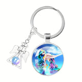 Cartoon Unicorn Key Chain Angel Glass Jewelry
