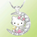 Kitty Cat Charm Pendant Necklace I Love You To the Moon and Back