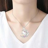 Kitty Cat Charm Pendant Necklace I Love You To the Moon and Back