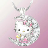 Kitty Cat Charm Pendant Necklace I Love You To the Moon and Back