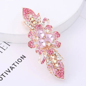 Crystal Metal Floral Clip Hair Accessories Colorful Rhinestones Spring Gift