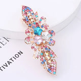 Crystal Metal Floral Clip Hair Accessories Colorful Rhinestones Spring Gift