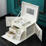 Large Jewelry Box Organizer PU Leather Multifunctional Drawer