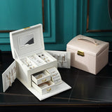 Large Jewelry Box Organizer PU Leather Multifunctional Drawer