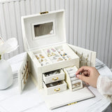 Large Jewelry Box Organizer PU Leather Multifunctional Drawer