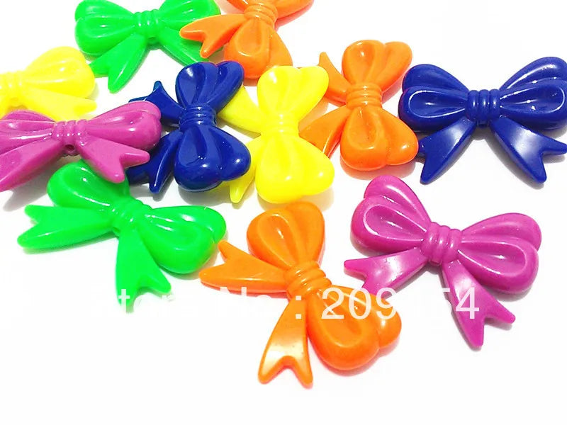 Mixed Neon Acrylic Bow Beads, Knot Beads for Chunky Necklace