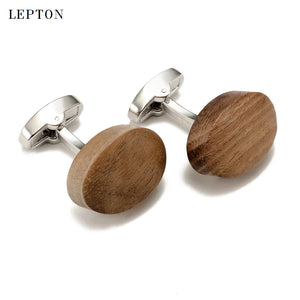 Hot Lepton Walnut Wood Cufflinks For Mens High Man Jewelry