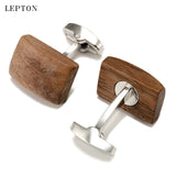 Hot Lepton Walnut Wood Cufflinks For Mens High Man Jewelry