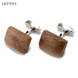 Hot Lepton Walnut Wood Cufflinks For Mens High Man Jewelry