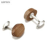 Hot Lepton Walnut Wood Cufflinks For Mens High Man Jewelry
