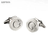 Alphabet Cufflinks Antique Silver Round Letters G Men Shirt Cuffs