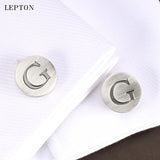 Alphabet Cufflinks Antique Silver Round Letters G Men Shirt Cuffs