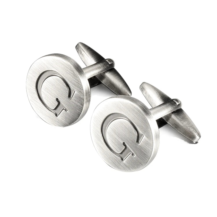 Alphabet Cufflinks Antique Silver Round Letters G Men Shirt Cuffs