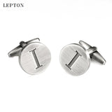 Round Letters I Cufflinks Antique Silver Men's Shirt Cufflinks