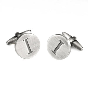 Round Letters I Cufflinks Antique Silver Men's Shirt Cufflinks