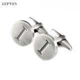 Round Letters I Cufflinks Antique Silver Men's Shirt Cufflinks