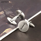 Round Letters I Cufflinks Antique Silver Men's Shirt Cufflinks