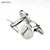 Round Letters I Cufflinks Antique Silver Men's Shirt Cufflinks