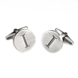 Round Letters I Cufflinks Antique Silver Men's Shirt Cufflinks