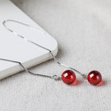 Hot Long Red garnet 925 Sterling Silver Earrings For Women Jewelry