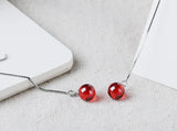 Hot Long Red garnet 925 Sterling Silver Earrings For Women Jewelry