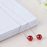 Hot Long Red garnet 925 Sterling Silver Earrings For Women Jewelry