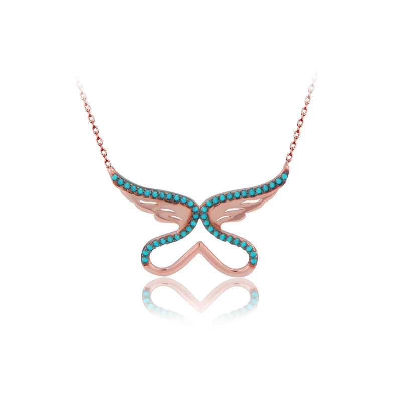 Angel Lover Necklace for Women, 925 Silver Zircon Jewelry, Valentines Gift