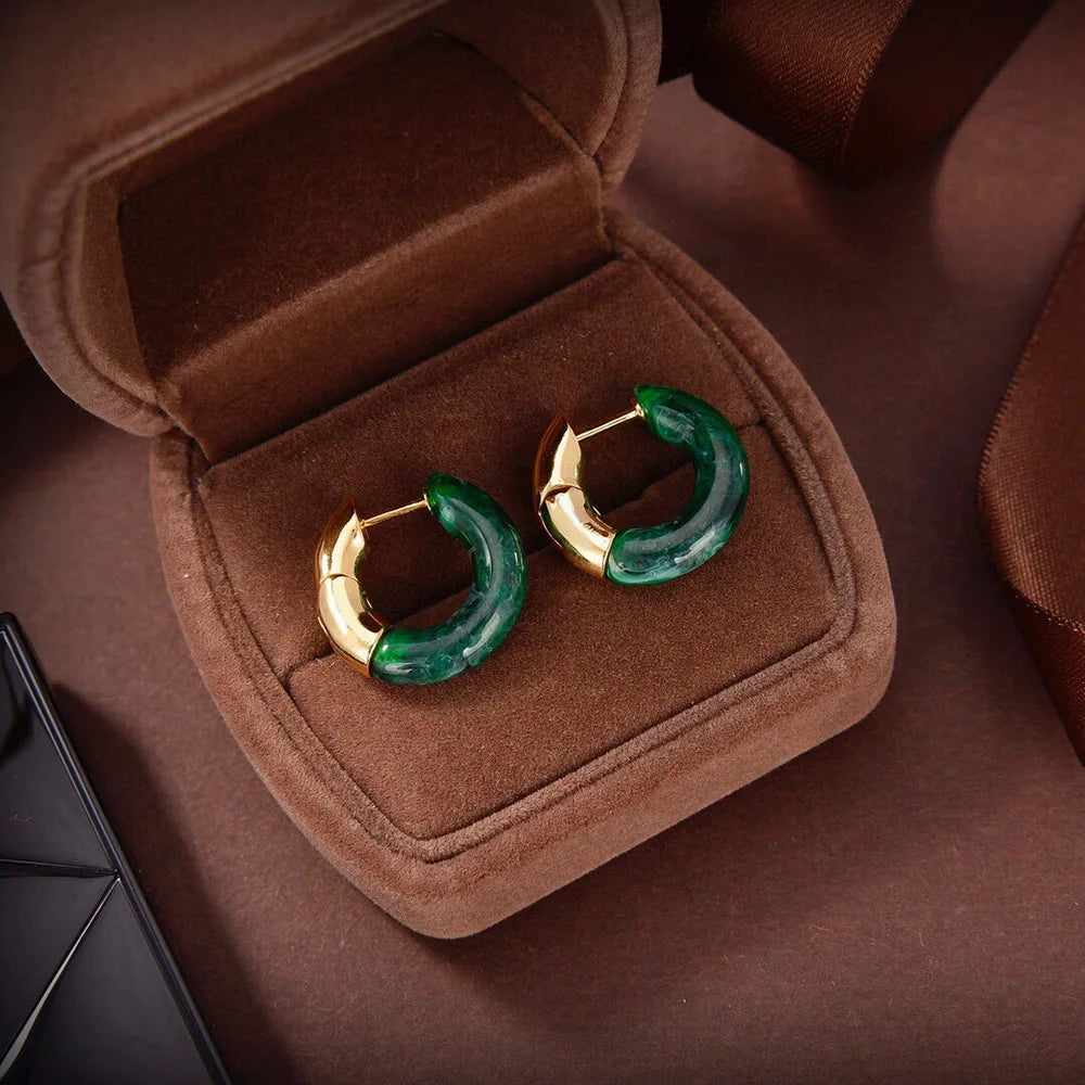 Sparkling Resin Round Hoop Earrings for Women