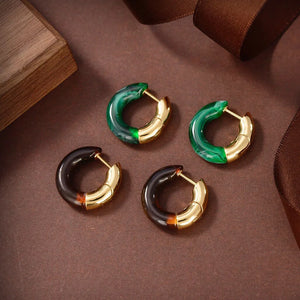 Sparkling Resin Round Hoop Earrings for Women