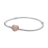 925 Silver Heart Bracelet for Charms DIY Jewelry