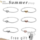 925 Silver Heart Bracelet for Charms DIY Jewelry