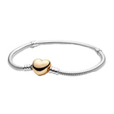 925 Silver Heart Bracelet Fits Pan Beads Charms 