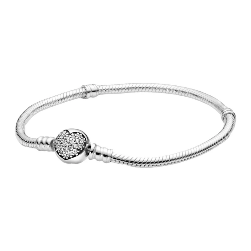 925 Silver Heart Bracelet Fits Pan Beads Charms 