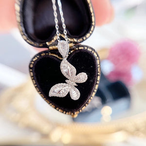 Romantic Butterfly Necklace with Bling Zirconia Pendant