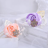 Men's Rhinestone Pearl Corsage DIY Groom Lapel Pin T059