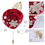 Men's Rhinestone Pearl Corsage DIY Groom Lapel Pin T059