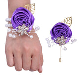 Men's Rhinestone Pearl Corsage DIY Groom Lapel Pin T059