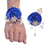 Men's Rhinestone Pearl Corsage DIY Groom Lapel Pin T059