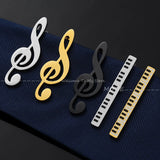 Men's Golden Piano Keys Necktie Clip Stainless Steel Pin