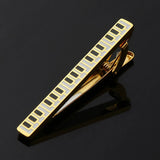 Men's Golden Piano Keys Necktie Clip Stainless Steel Pin