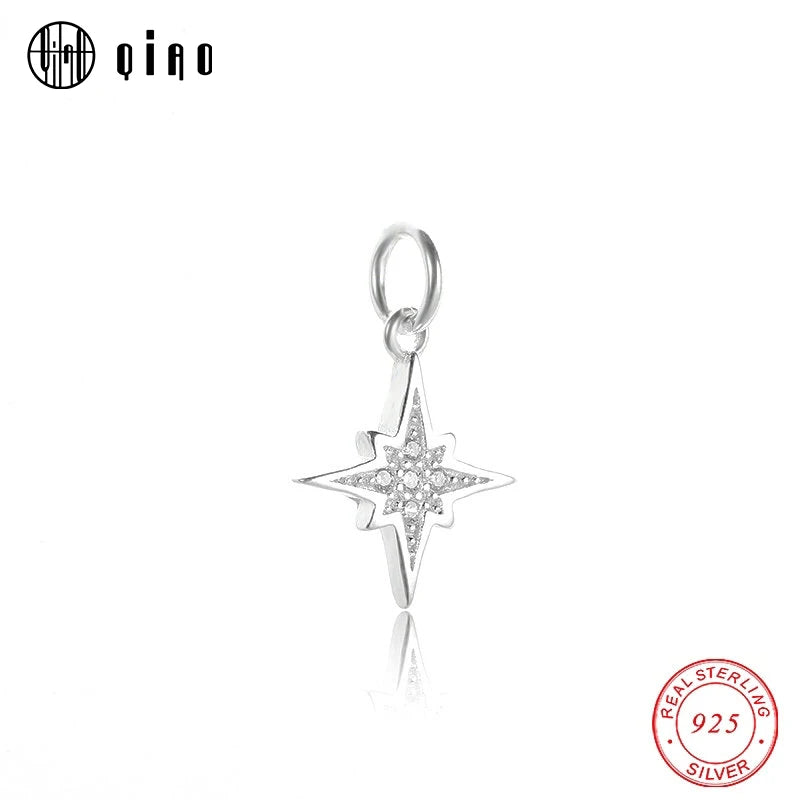 925 Sterling Silver Star Pendant with Micro Inlays for DIY Jewelry Making