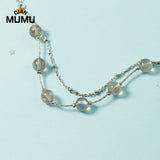 Multilayer Natural Double Moonstone Strawberry Crystal Bracelet