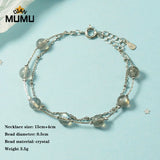 Multilayer Natural Double Moonstone Strawberry Crystal Bracelet
