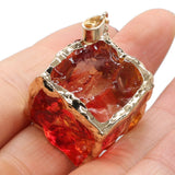 Natural Crystal Cube Square Pendant Rainbow Quartz Charms for Jewelry