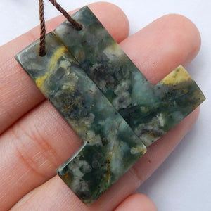 Natural Green Opal Irregular Shape Earrings Beads Pairs 31x17x4mm