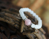 Pink Crystal Rhinestone Bracelet 7mm Beads Charm Elastic for Women